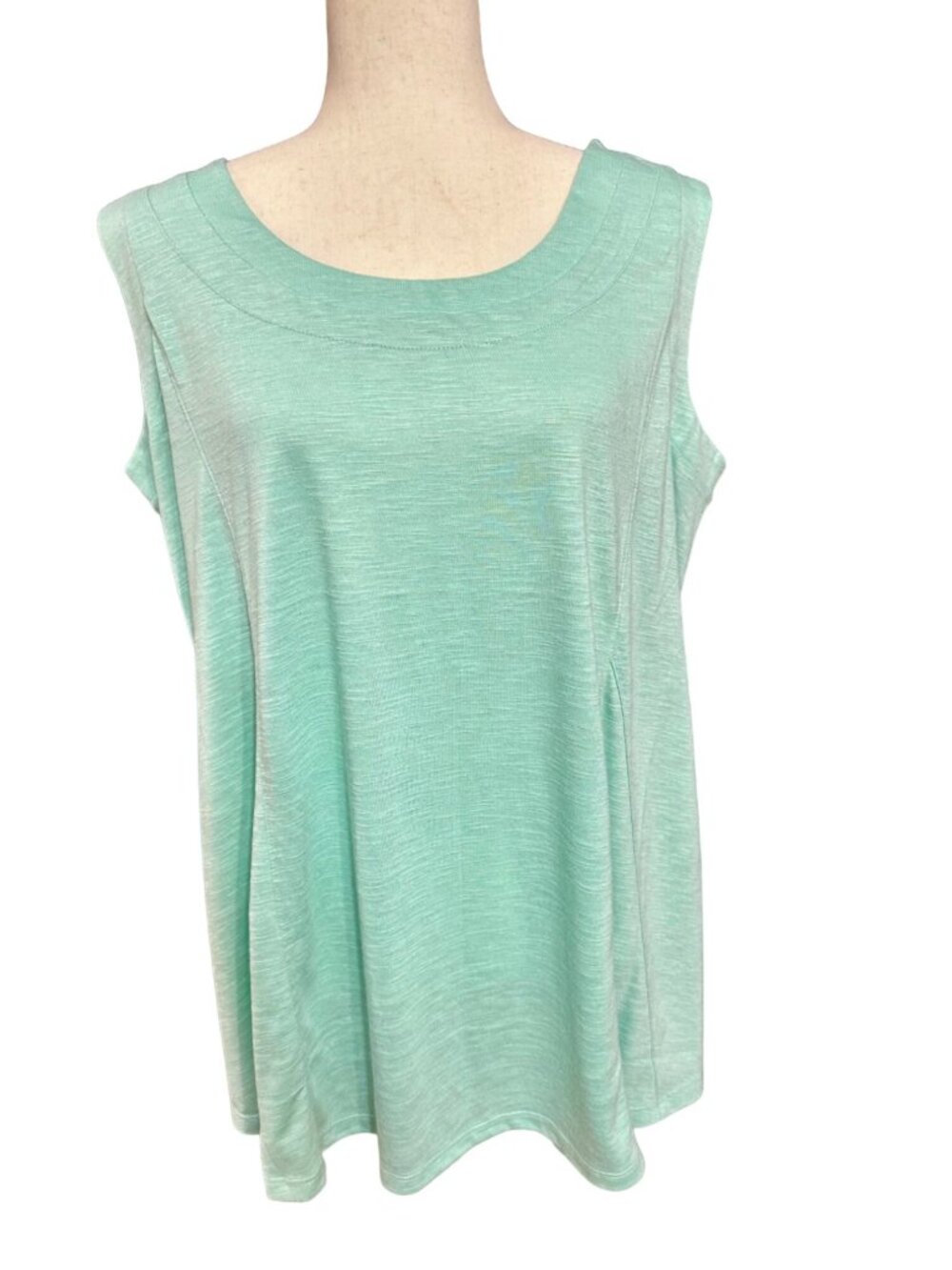 Avenue Shirt Women 18 NWT Light Green Tank Top Fit N Flare Ocean Wave Sleeveless